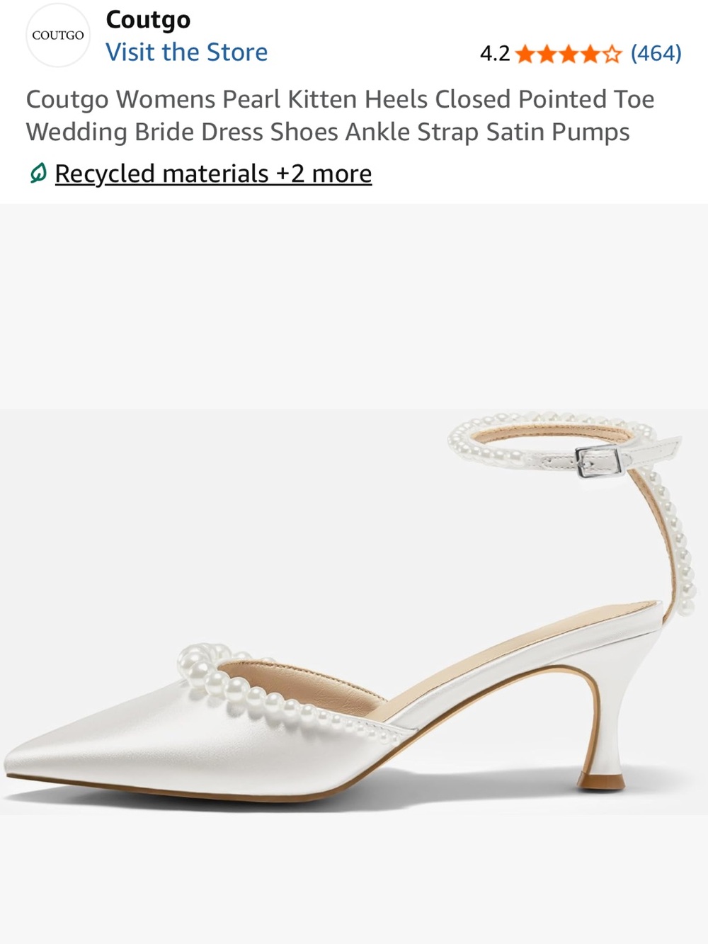 Pearl-Trim White Pointed Toe Slingback Heels